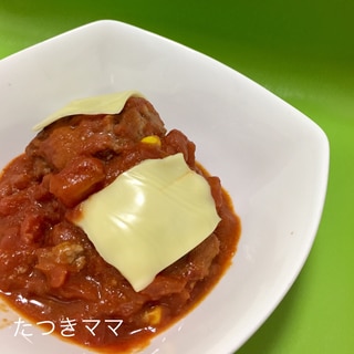 簡単！！トマト煮込みハンバーグ！包丁いらず♪